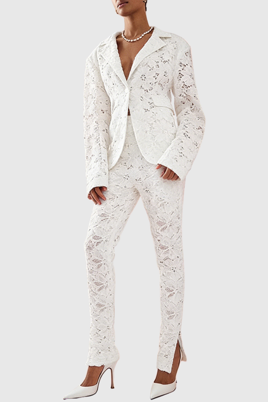 Bessra Floral Lace Blazer & Pants Set