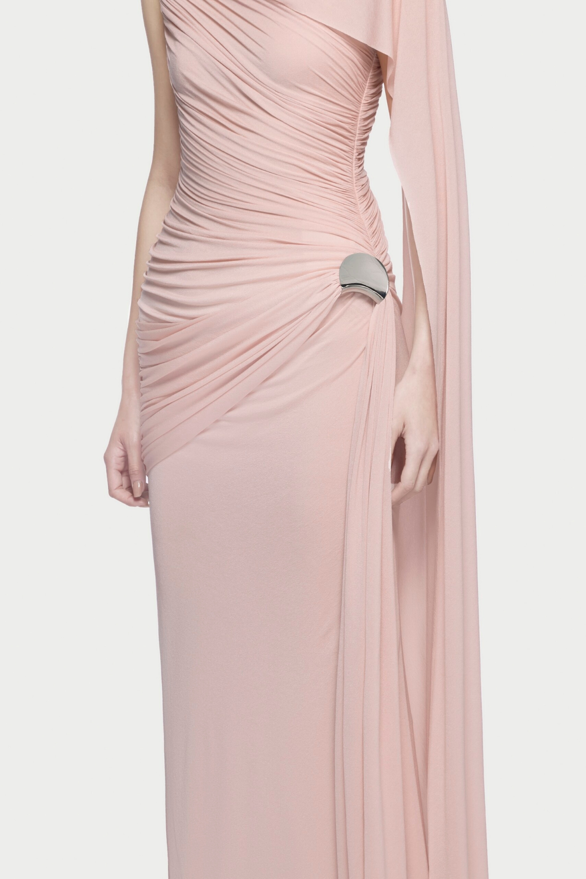 Betsey One Shoulder Asymmetrical Flap Ruched Maxi Dress - Pink