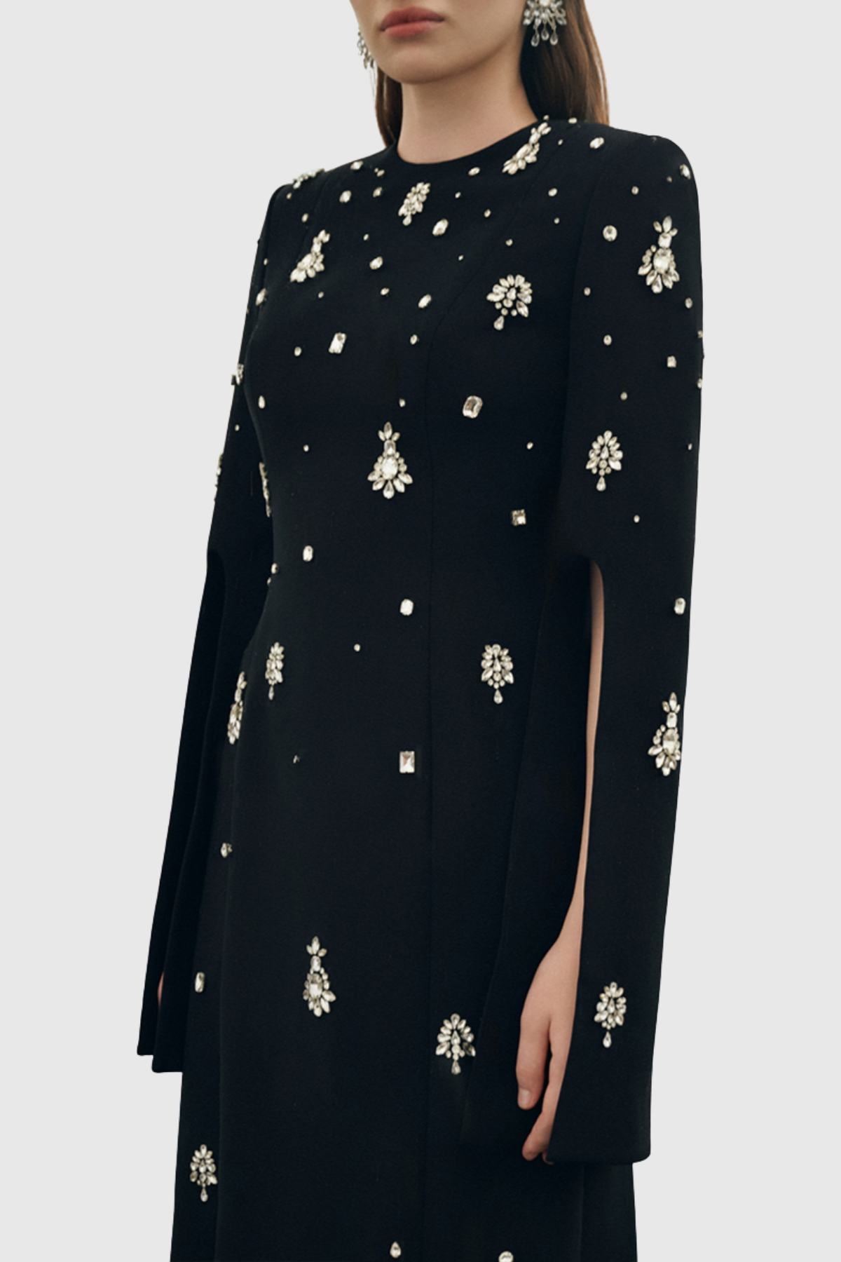 Bettina Crystal Embellished Split Sleeve Maxi Dress