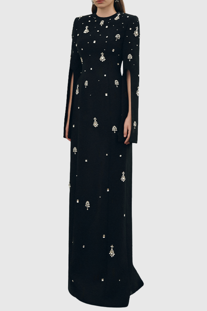 Bettina Crystal Embellished Split Sleeve Maxi Dress