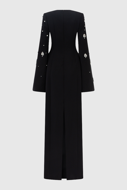 Bettina Crystal Embellished Split Sleeve Maxi Dress