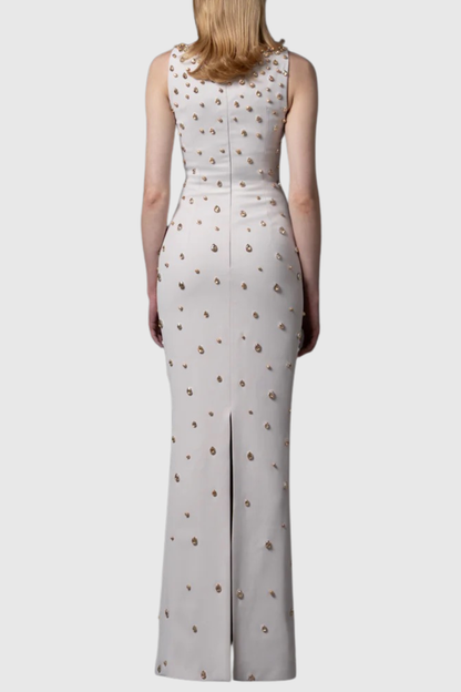 Beverle Diamante Embellished Maxi Dress - Beige