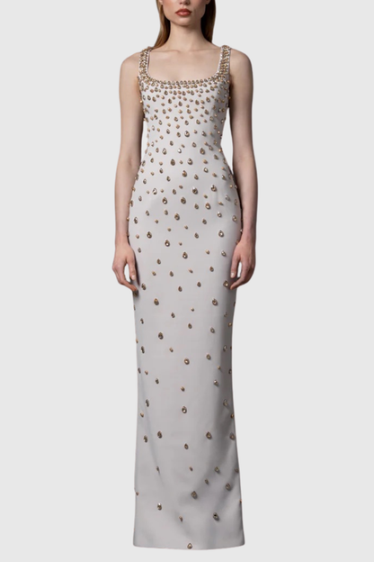 Beverle Diamante Embellished Maxi Dress - Beige