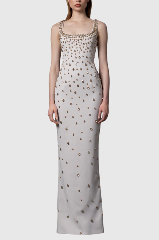 Beverle Diamante Embellished Maxi Dress - Beige