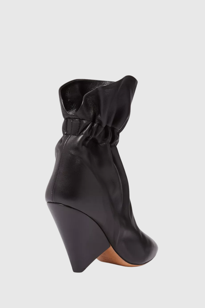 Bevin Gathered Leather Ankle Boots