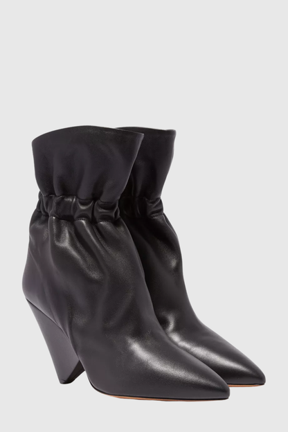 Bevin Gathered Leather Ankle Boots