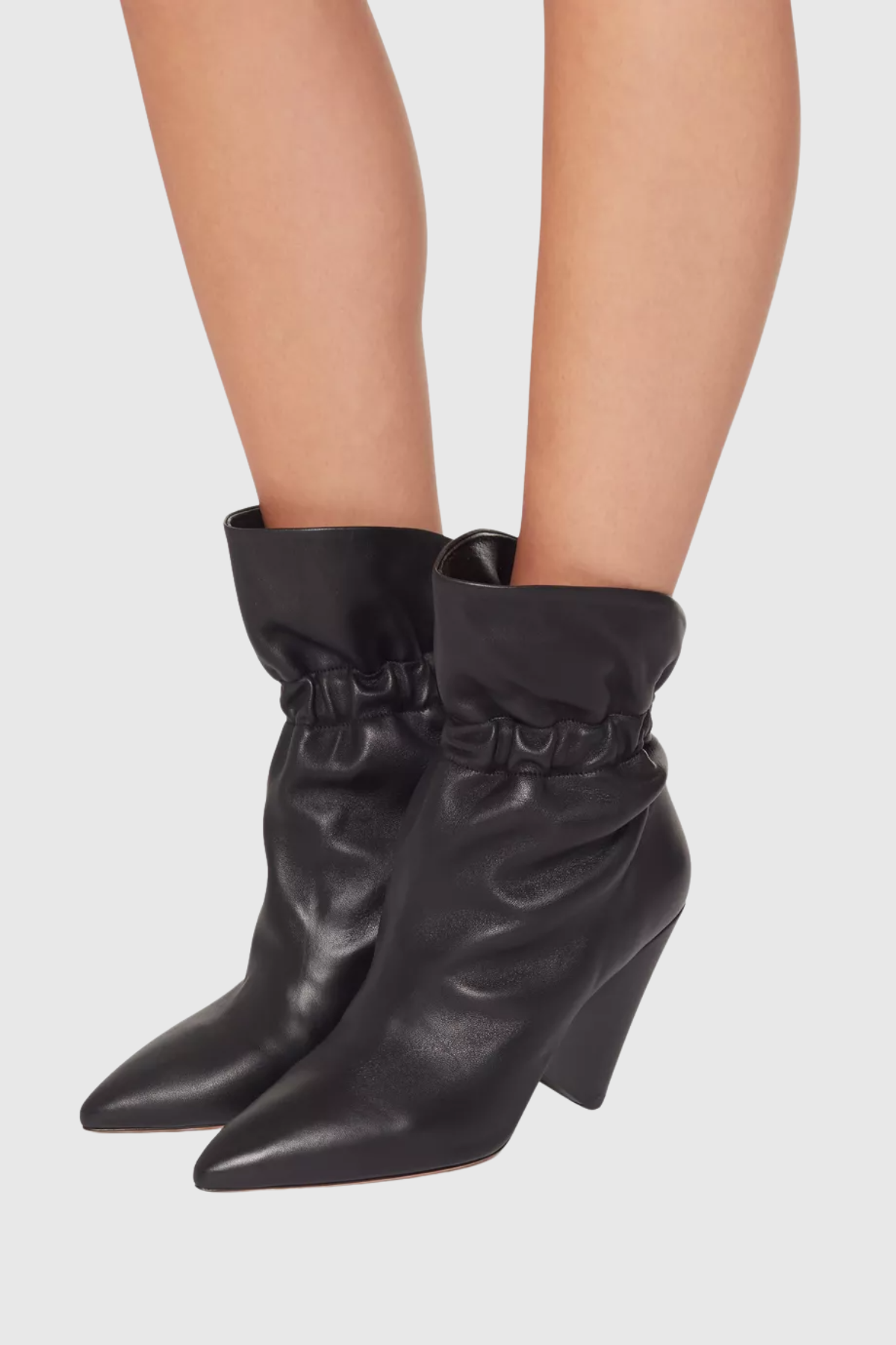 Bevin Gathered Leather Ankle Boots