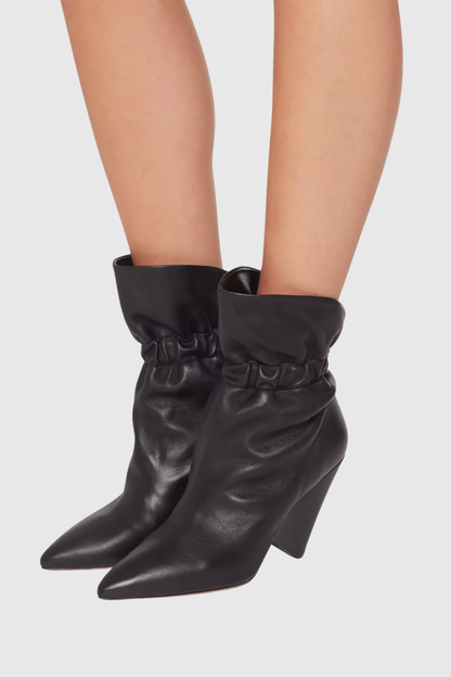 Bevin Gathered Leather Ankle Boots