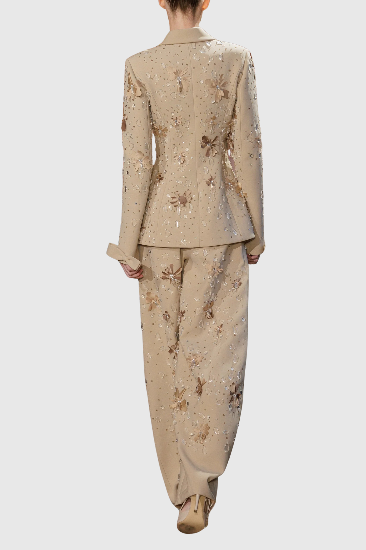 Bibela Floral Crystal Embroidered Blazer & Pants Set