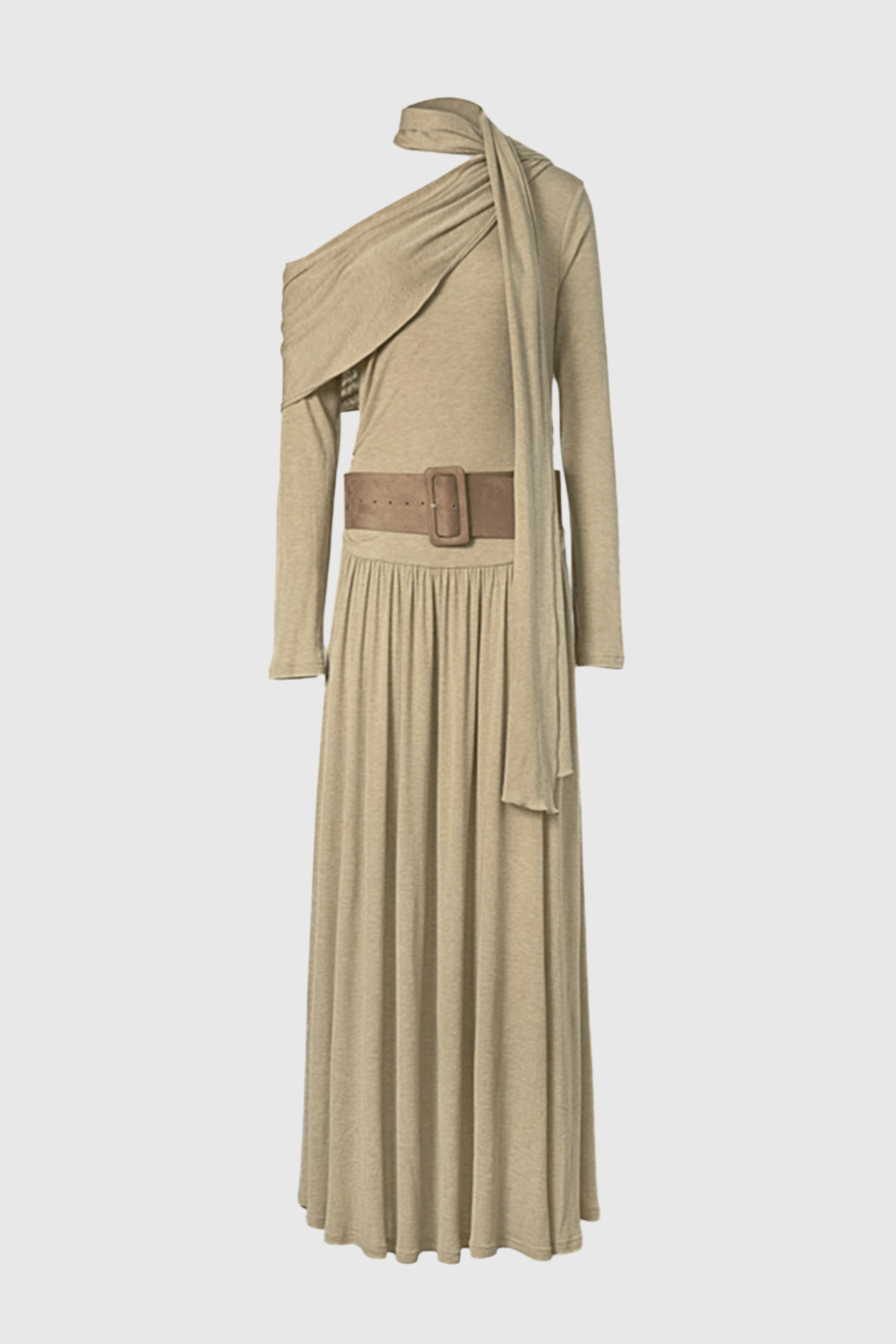 Birca Asymmetric Draped Maxi Dress
