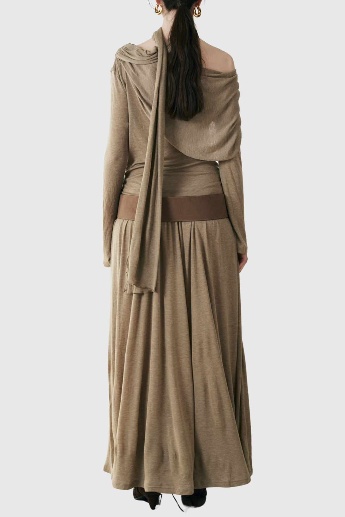 Birca Asymmetric Draped Maxi Dress