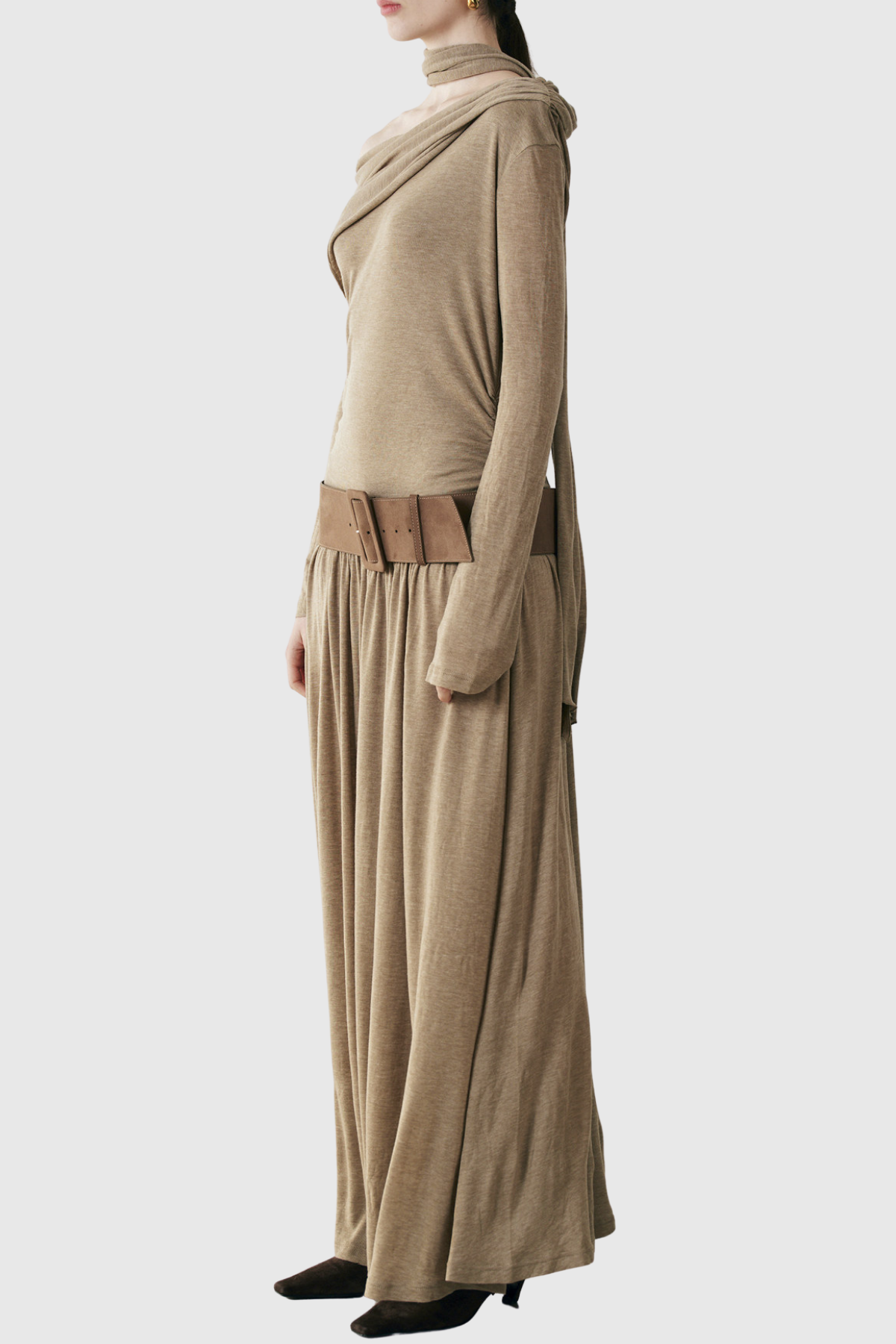 Birca Asymmetric Draped Maxi Dress