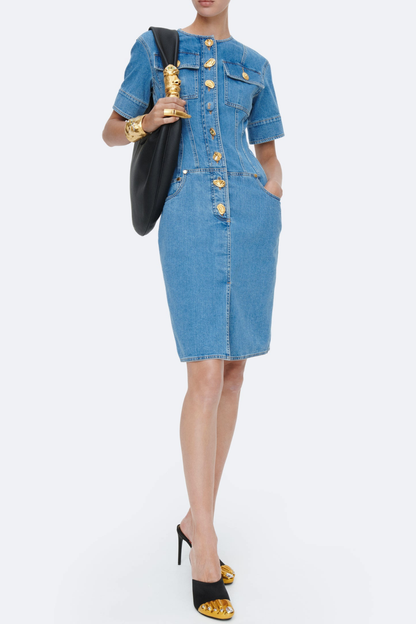 Bisho Corset Denim Midi Dress