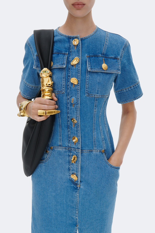 Bisho Corset Denim Midi Dress