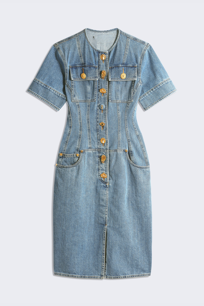Bisho Corset Denim Midi Dress