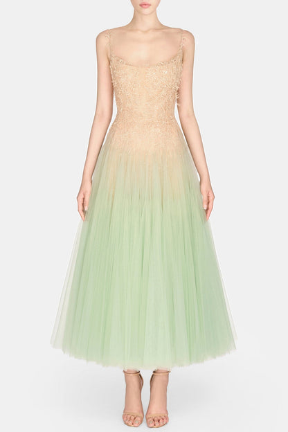 Bitzer Mint Ombre Lace Jacquard Midi Dress