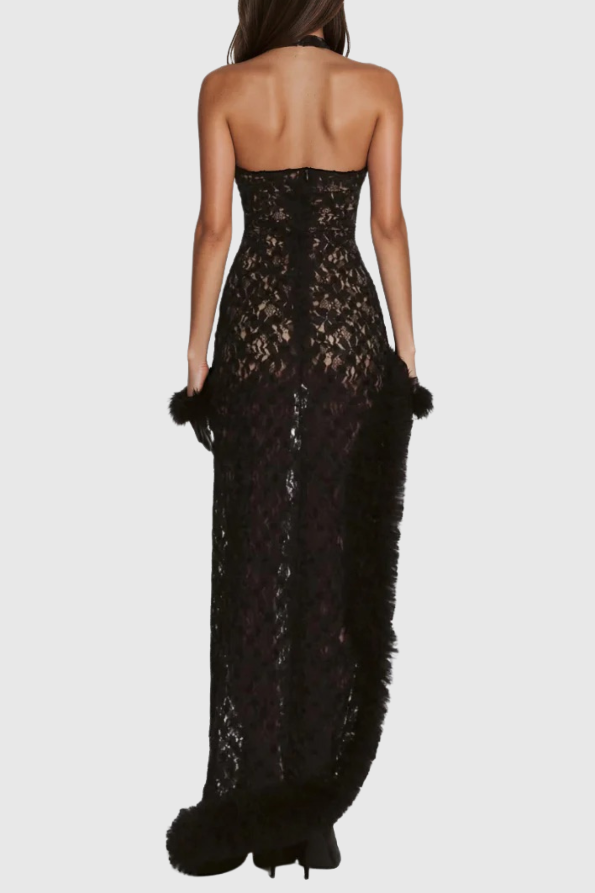 Blakela Asymmetric Lace Split Maxi Dress
