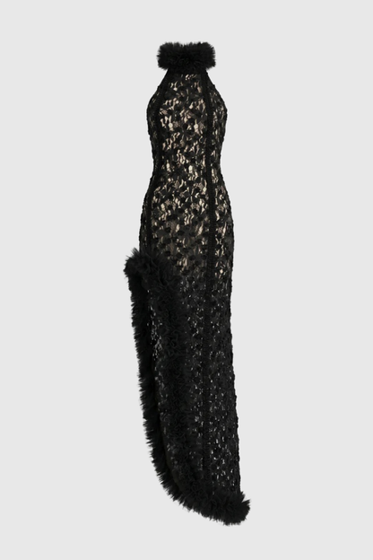 Blakela Asymmetric Lace Split Maxi Dress