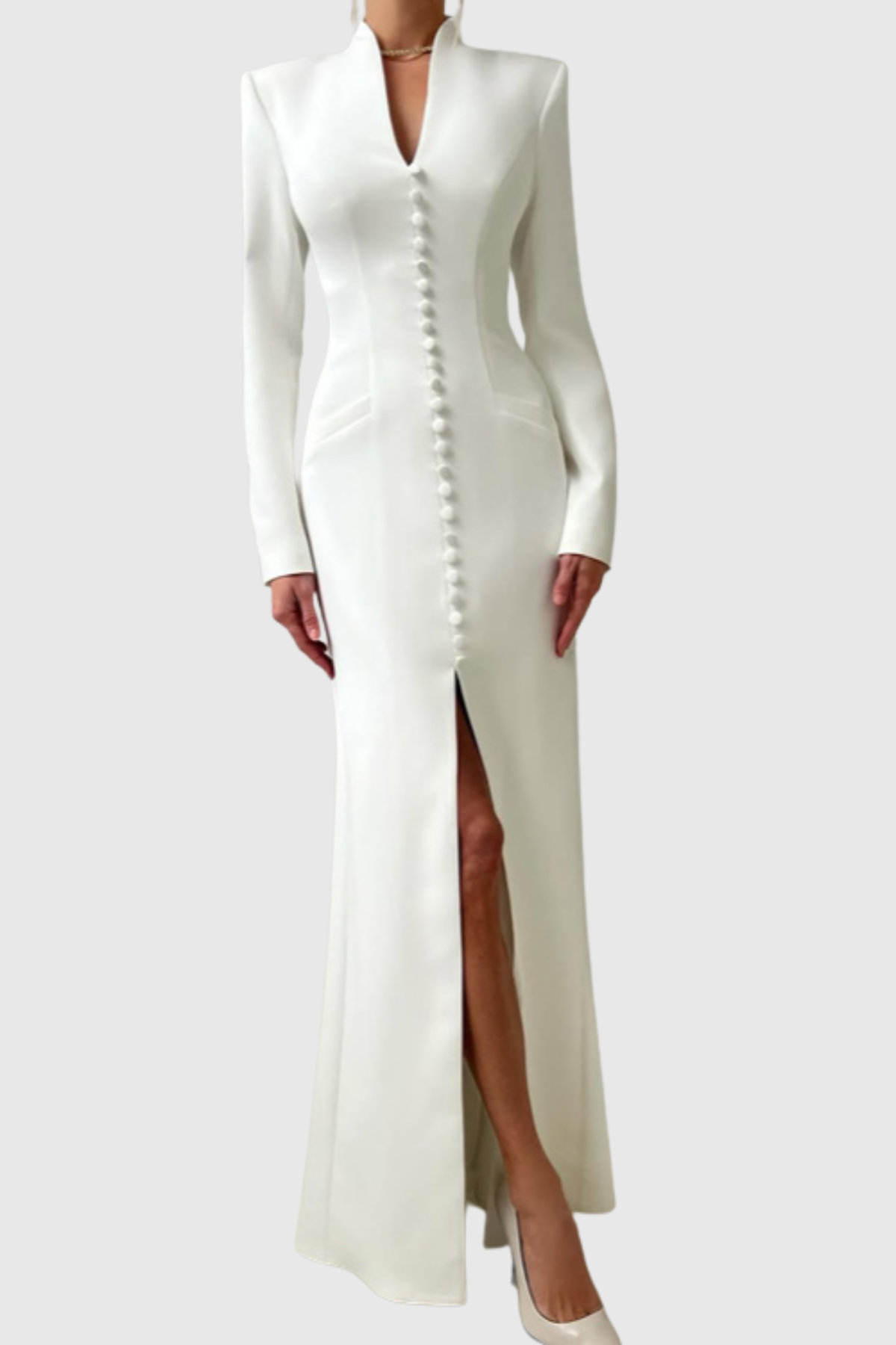 Bohama Buttoned Maxi Dress - White