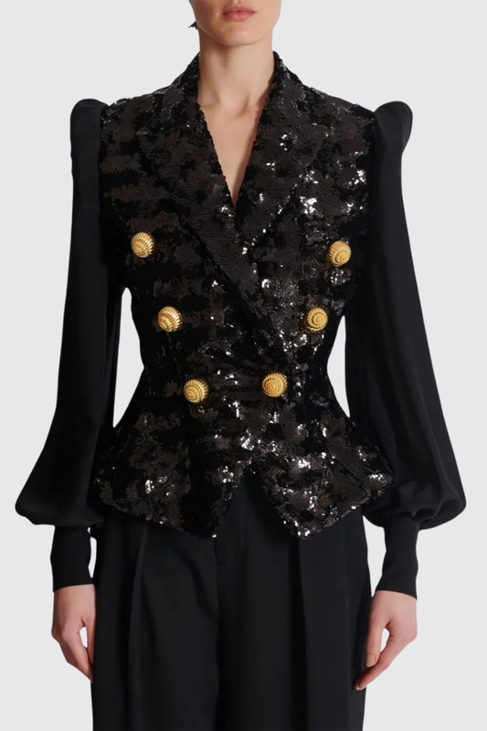 Boibe Sequin Double Breasted Blazer