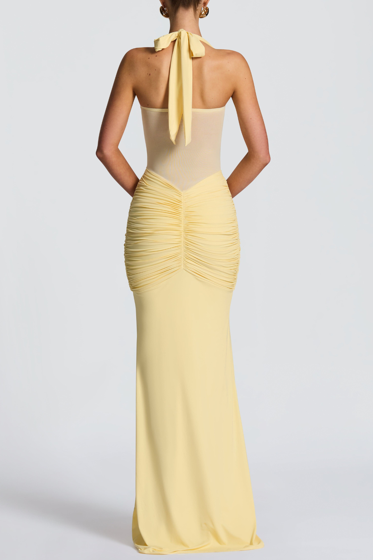 Bonao Halter Ruched Maxi Dress - Yellow