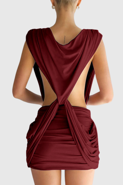 Boonea Draped Mini Dress - Wine