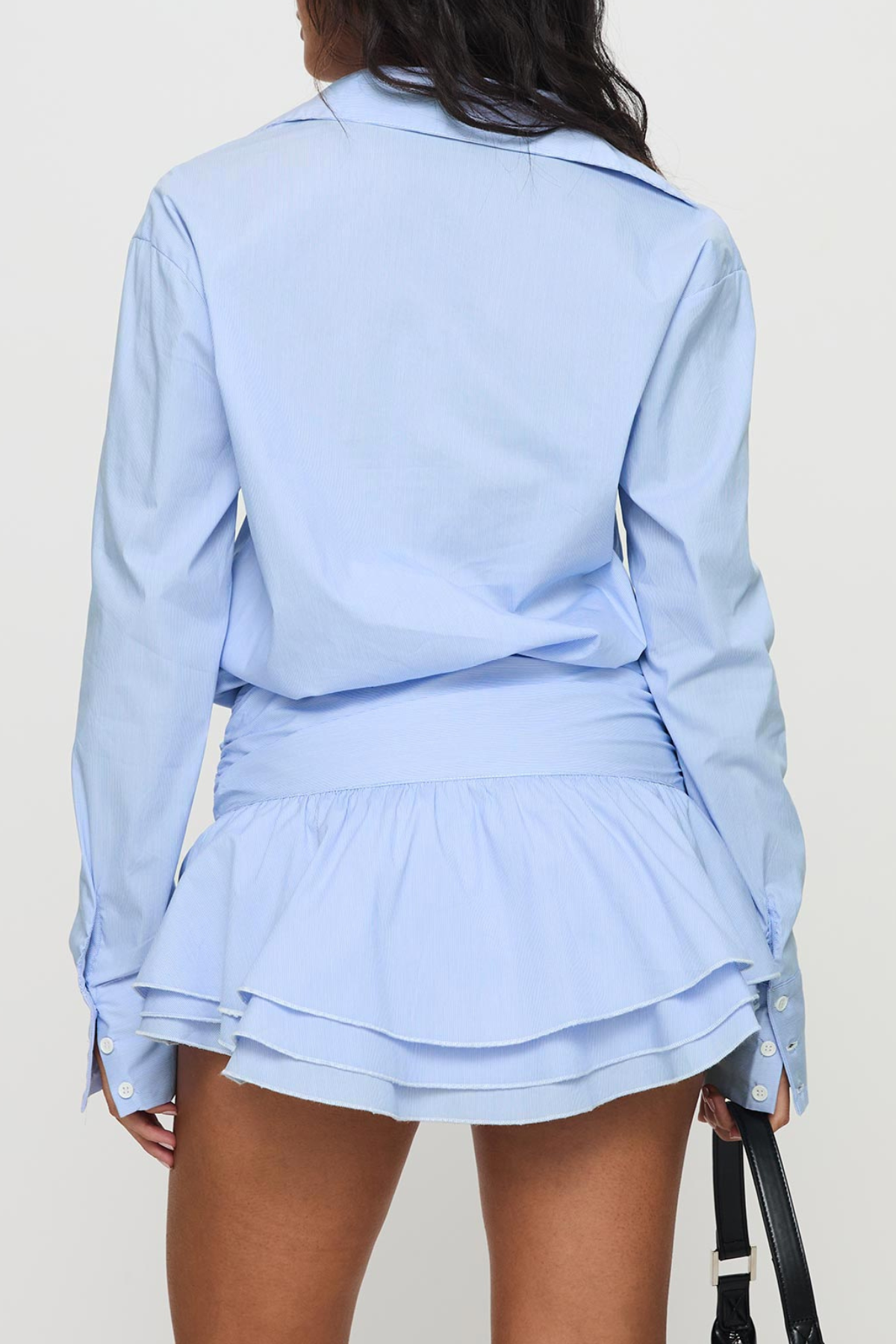 Boudica Pleated Mini Shirt Dress - Blue