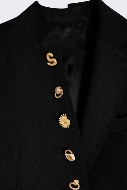 Brakia Asymmetric Buttoned Embellished Blazer
