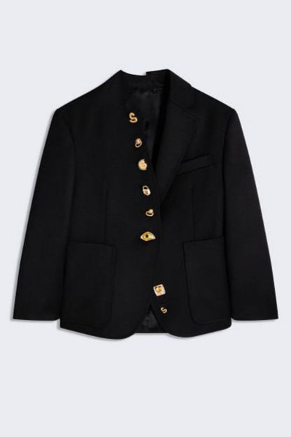 Brakia Asymmetric Buttoned Embellished Blazer