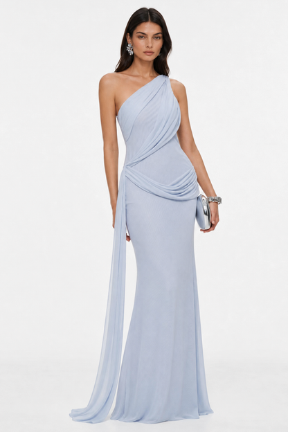 Brancz One Shoulder Draped Maxi Dress - Blue