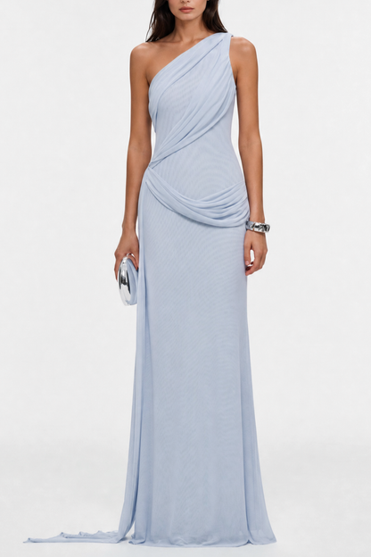 Brancz One Shoulder Draped Maxi Dress - Blue