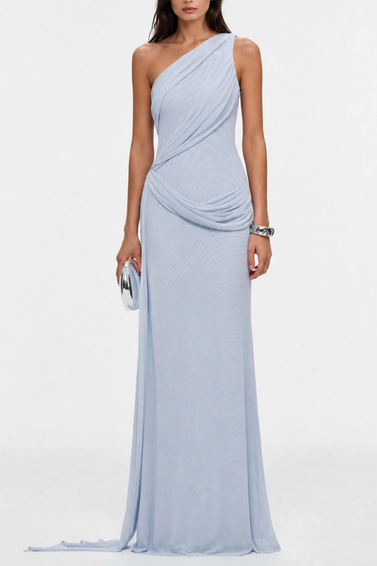 Brancz One Shoulder Draped Maxi Dress - Blue