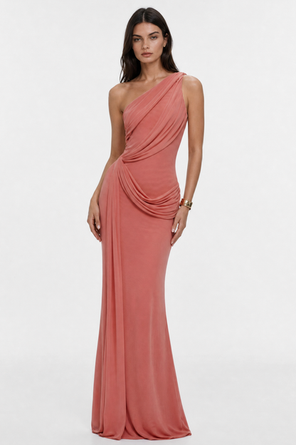 Brancz One Shoulder Draped Maxi Dress - Pink