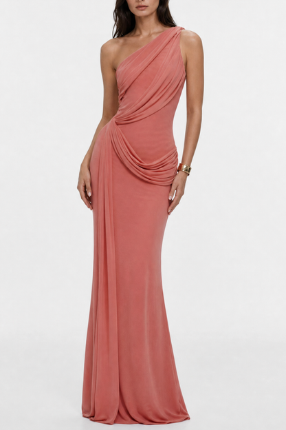 Brancz One Shoulder Draped Maxi Dress - Pink