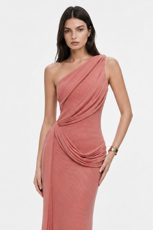 Brancz One Shoulder Draped Maxi Dress - Pink