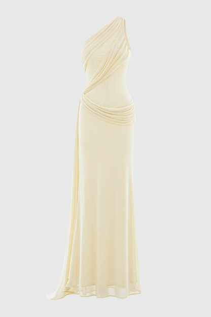 Brancz One Shoulder Draped Maxi Dress - Yellow