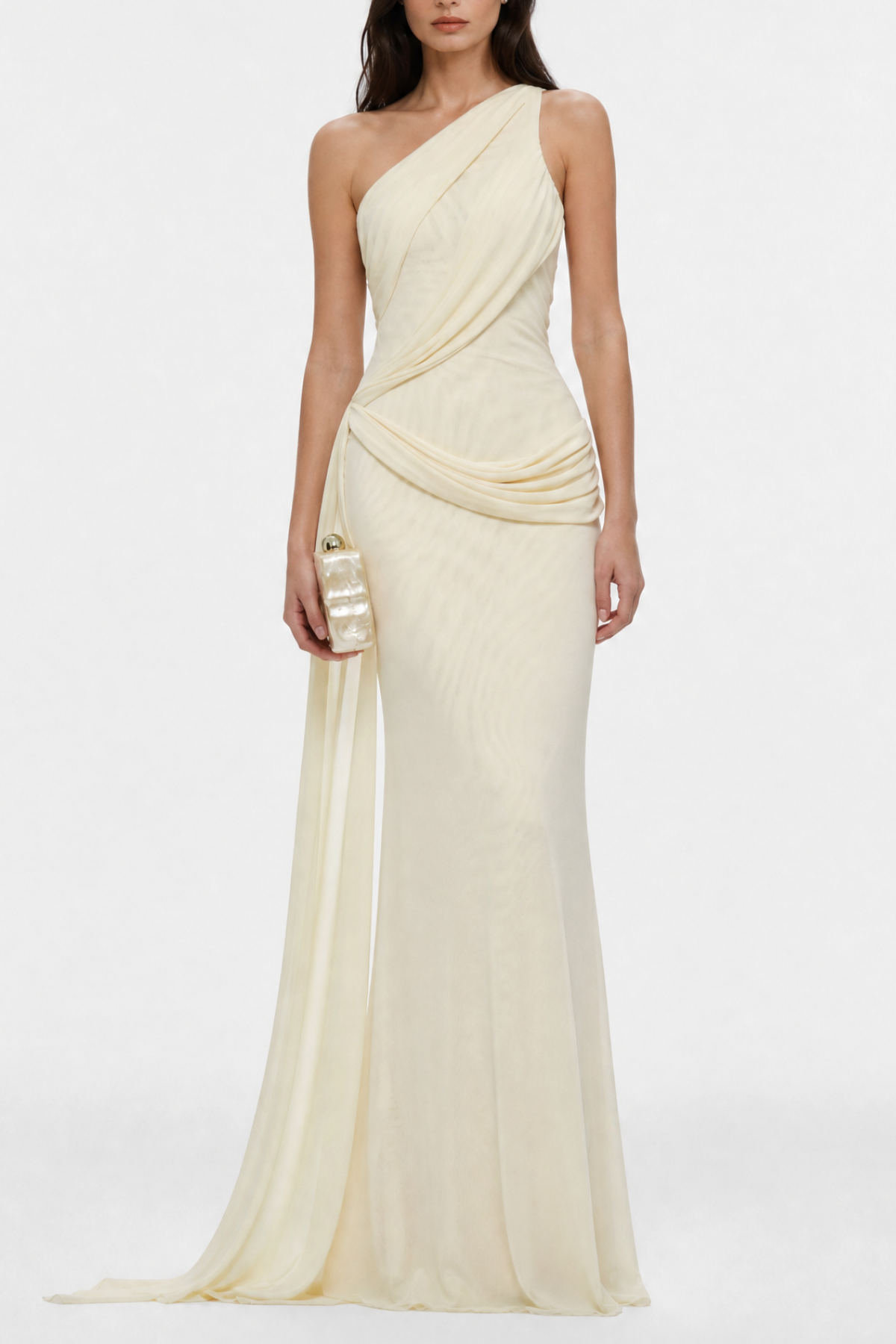 Brancz One Shoulder Draped Maxi Dress - Yellow