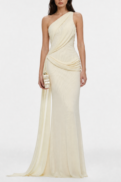 Brancz One Shoulder Draped Maxi Dress - Yellow