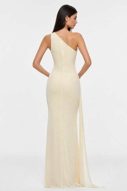 Brancz One Shoulder Draped Maxi Dress - Yellow