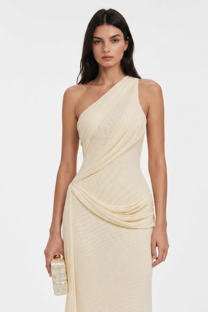 Brancz One Shoulder Draped Maxi Dress - Yellow