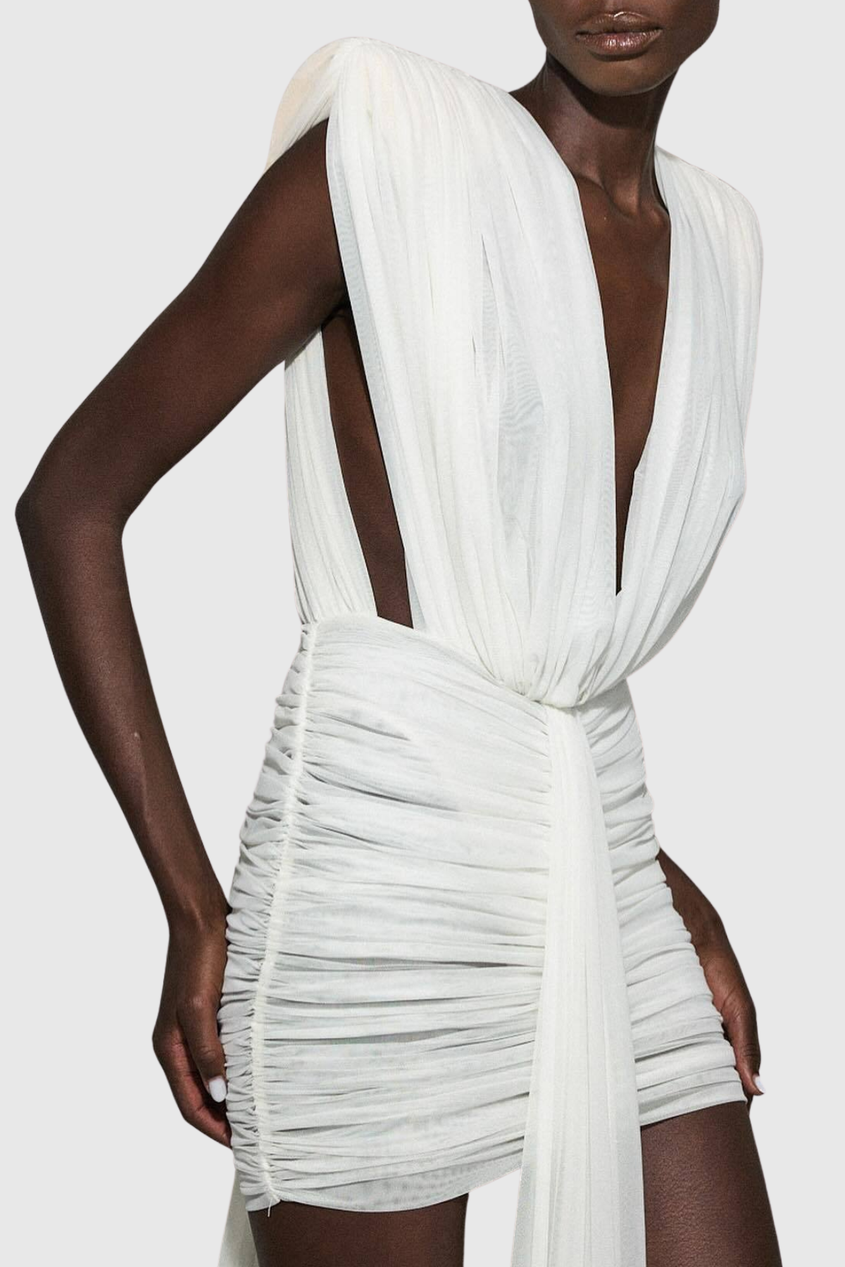 Brantle Plunge Draped Mini Dress