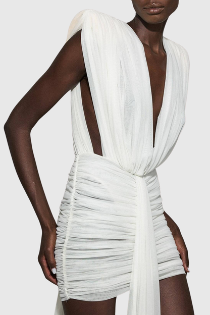 Brantle Plunge Draped Mini Dress