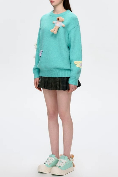Brasa 3D Bear Sweater - Blue