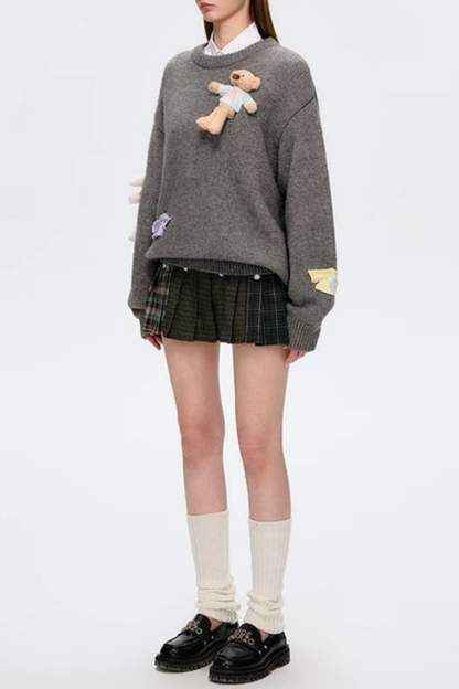Brasa 3D Bear Sweater - Grey