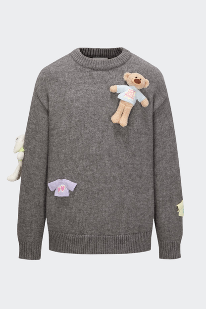 Brasa 3D Bear Sweater - Grey
