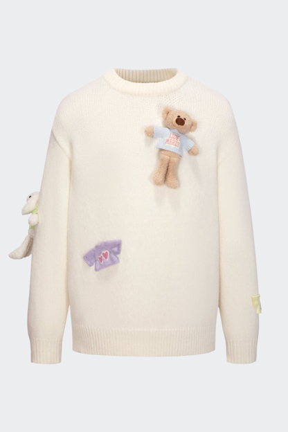 Brasa 3D Bear Sweater - White