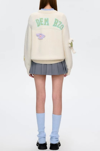 Brasa 3D Bear Sweater - White