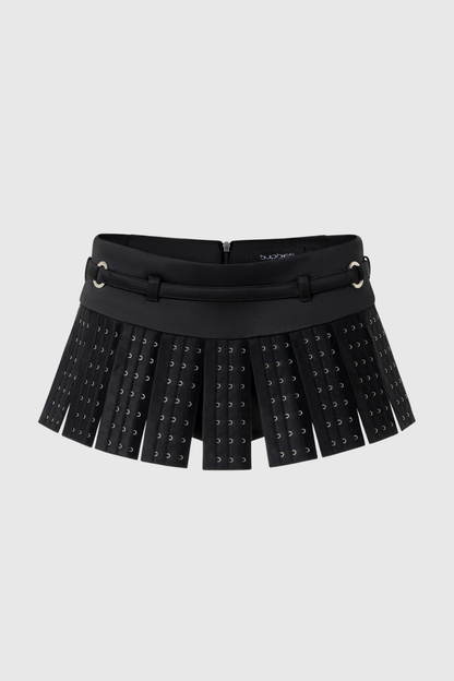 Breckia Hook Eye Embellished Mini Skirt