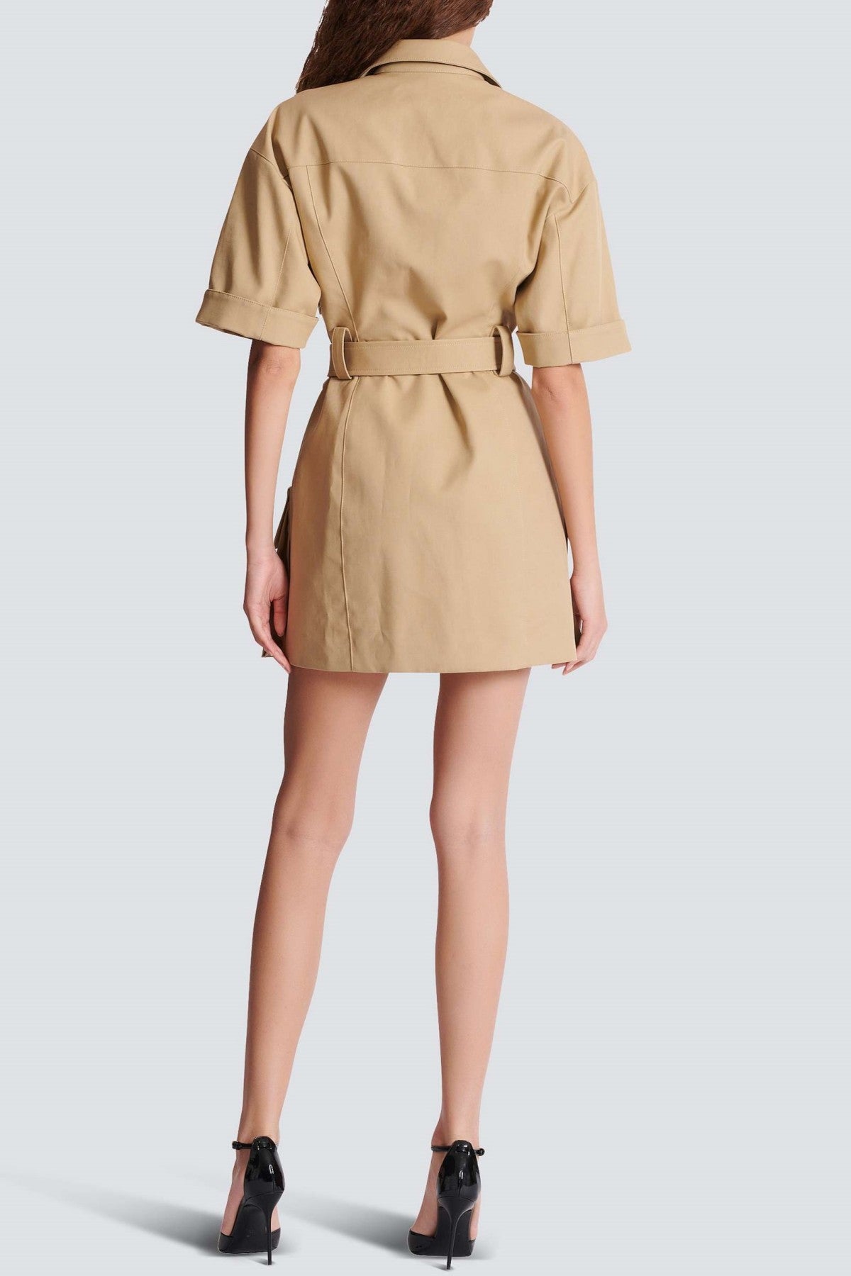 Brena Lace Up Belted Mini Dress - Khaki