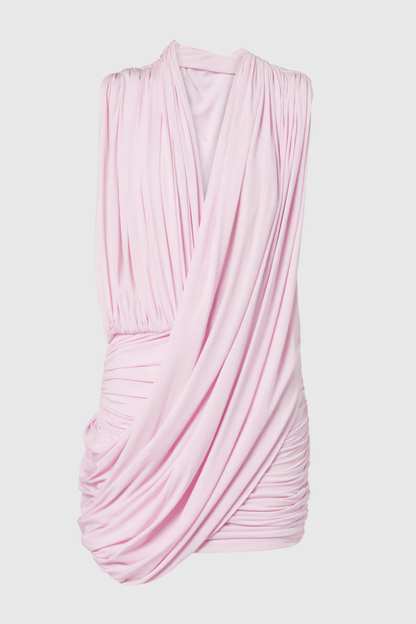 Brice Plunge Draped Mini Dress - Pink